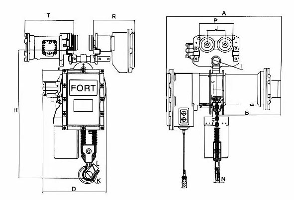 Electric Chain Hoist 10t drawing