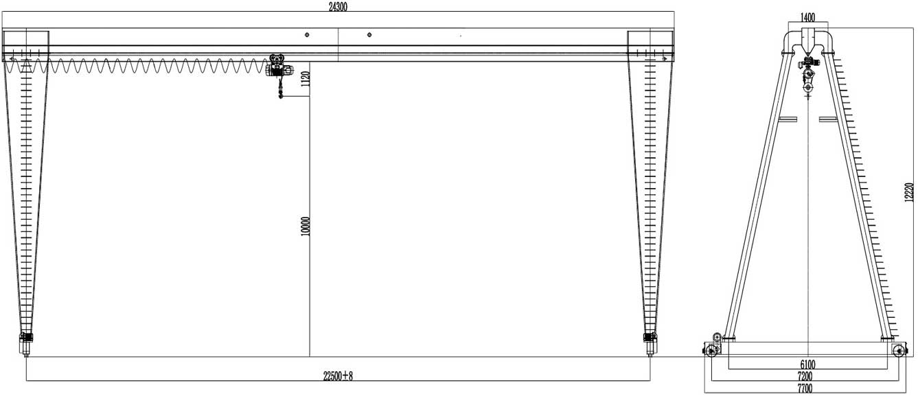 Gantry Crane, Single Girder Gantry Crane drawing