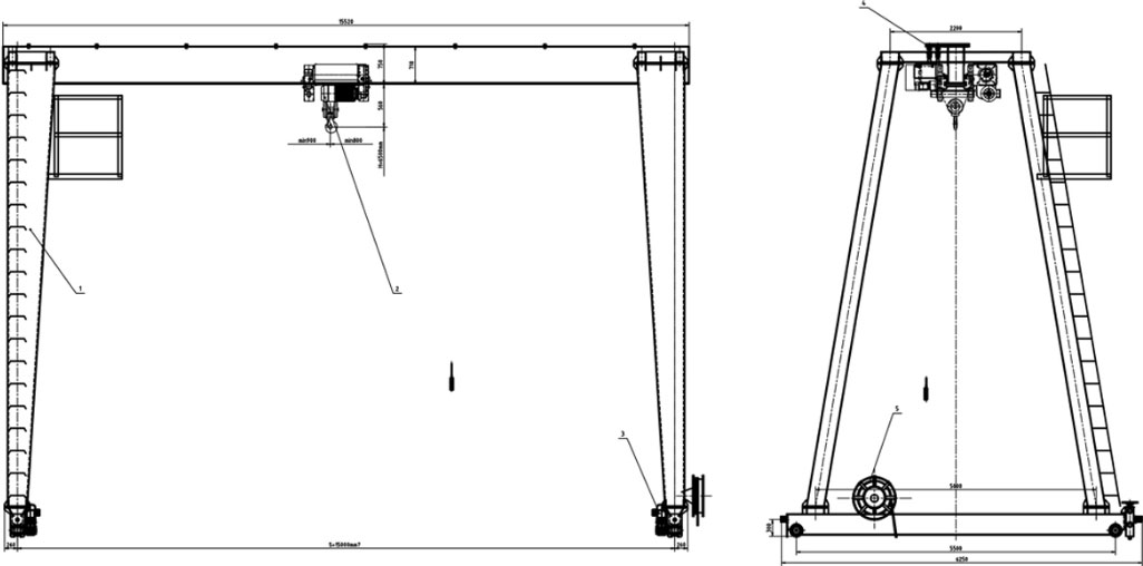 Single Girder Gantry Crane Drawings